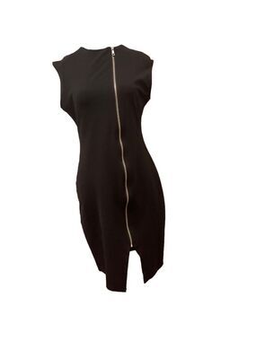 Shinestar black S (tagged L) asymmetrical zip bodycon sleeveless vest dress